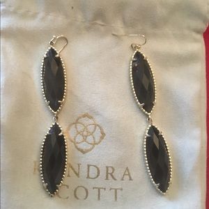 Onyx and gold shoulder dusting glam earrings.